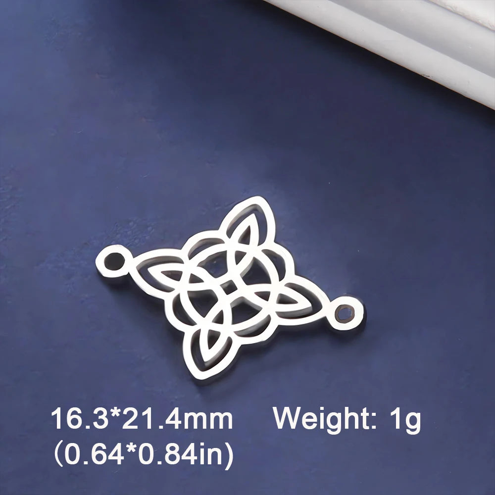 1pc Witch Knot Virgin Mary Stainless Steel Pendant Double Protection Amulet Necklace Bracelet Jewelry Making Accessories