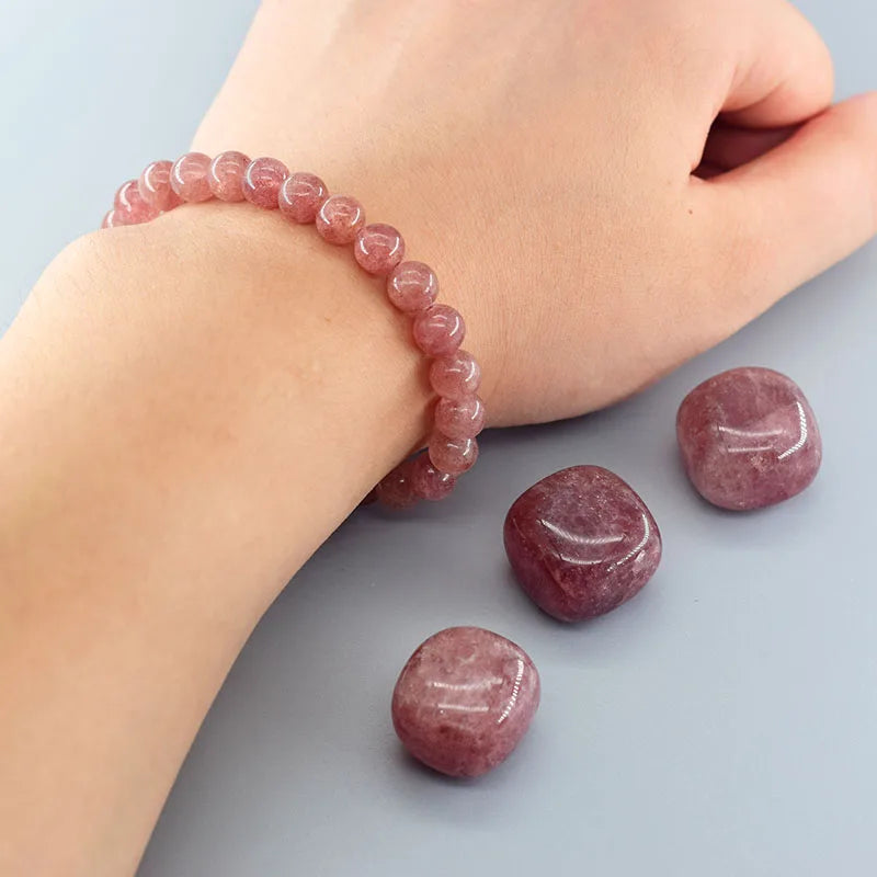 5A Quality Real Natural Brazil Strawberry Crystal Quartz Bead Bracelet Women Purify the Soul Jewelry for Women Healing Pulsera