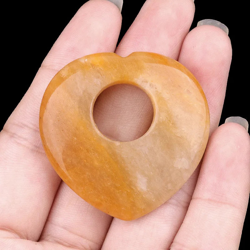 1pc 40mm Natural Stone Heart Pendant Amethyst Tiger Eye Pink Crystal Natural Stone for Women Jewelry Gift