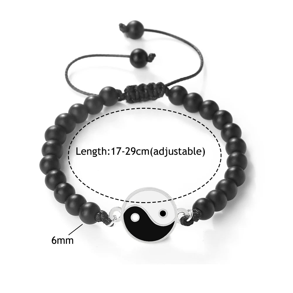 New 6mm Tiger Eye TaiChi Braided Bracelet Women Men YinYang Healing Couple Bangles Chain Adjustable Pulsera Jewelry Gift