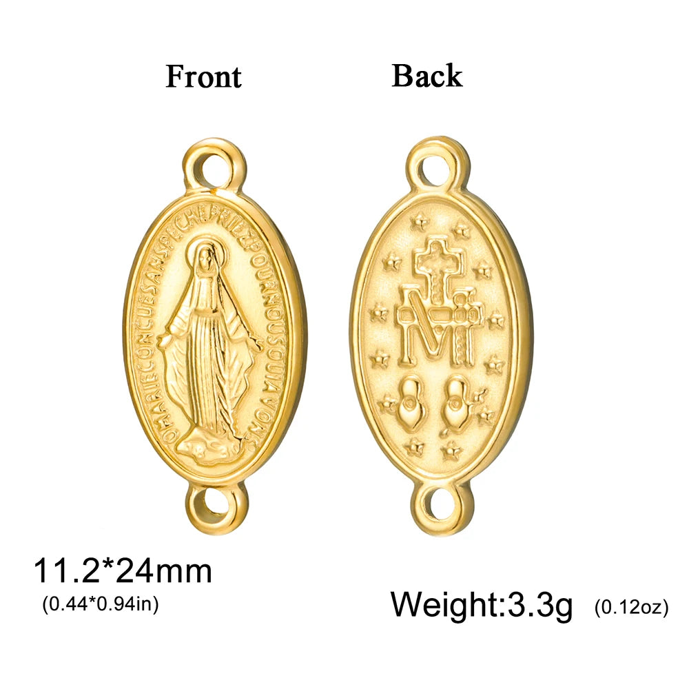 1pc Witch Knot Virgin Mary Stainless Steel Pendant Double Protection Amulet Necklace Bracelet Jewelry Making Accessories