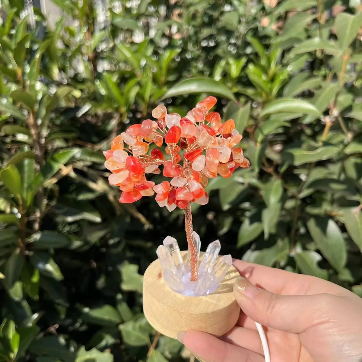 1pcs Crystal Money Tree Reiki Chakra Feng Shui Trees Decor Sparkling Crystal Tree Of Wealth With LED Base Crystal Birthday Gift