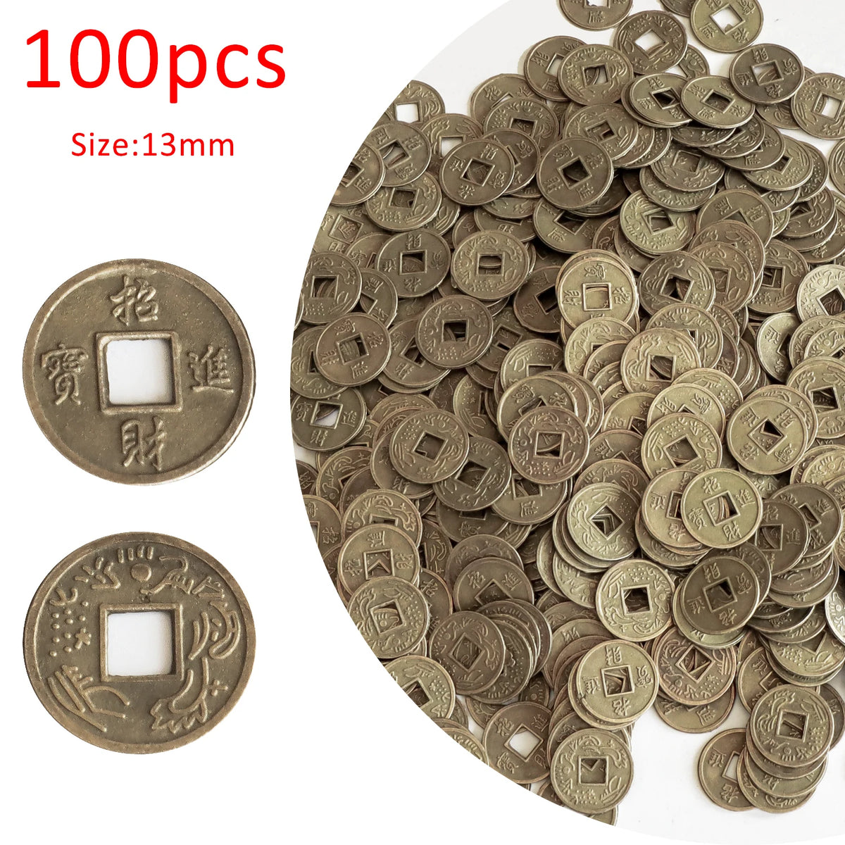 10/20/24Mm Chinese Feng Shui Lucky Coins Ancient Oriental Emperor Qing Money Good Fortune Dragon Coin Gift for Collection