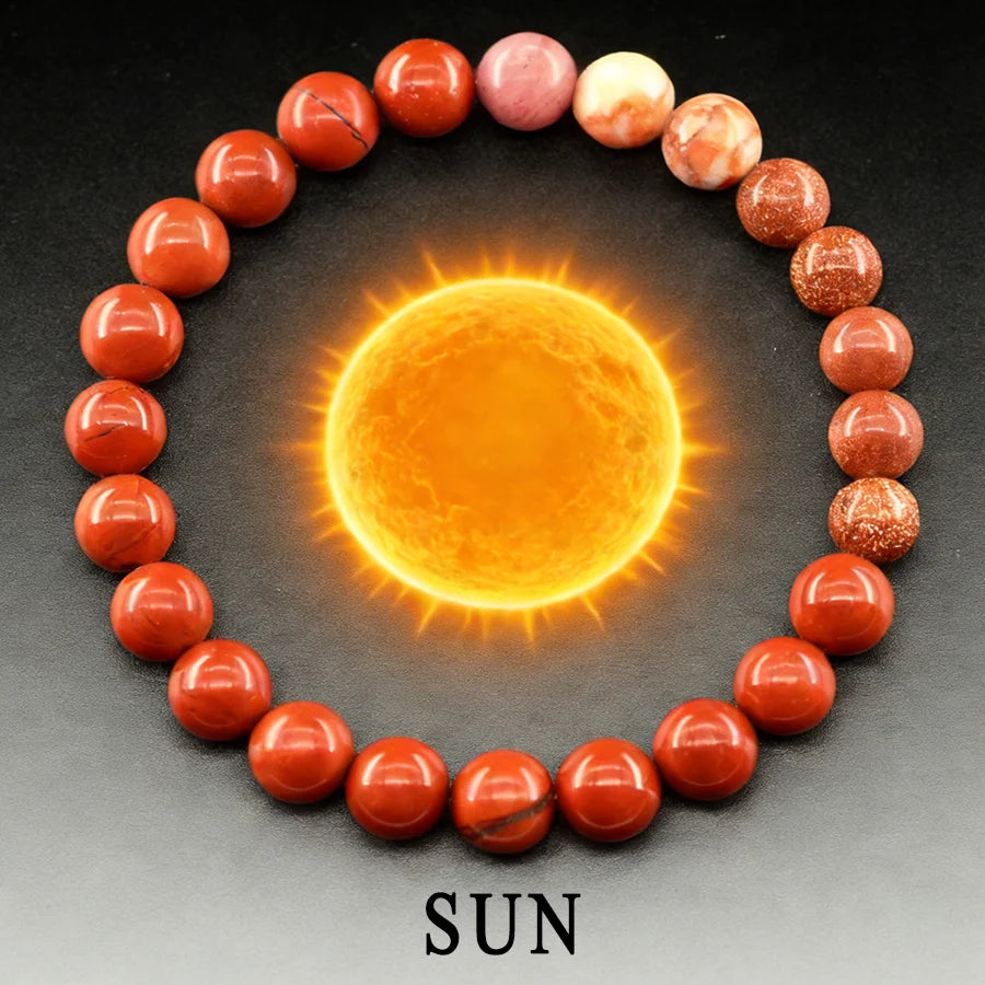 Solar System Eight Major Planets Moon Bracelet Made of Natural Stone Bead Bangle Black Labradorite Stone Gift for Astronomy Kids