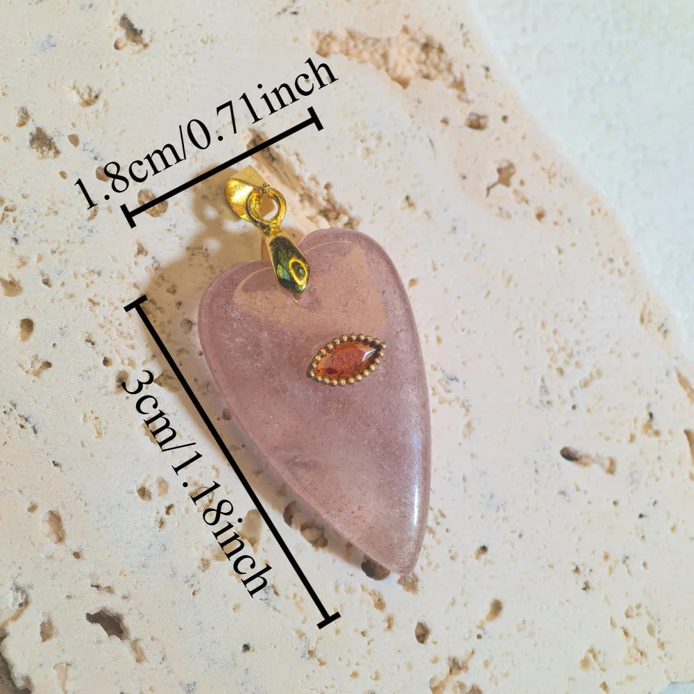 1pc Romantic Heartshape Natural Stone Pendant Green Aventurine Opal Stone Pendant for Women Jewelry Christmas Gift