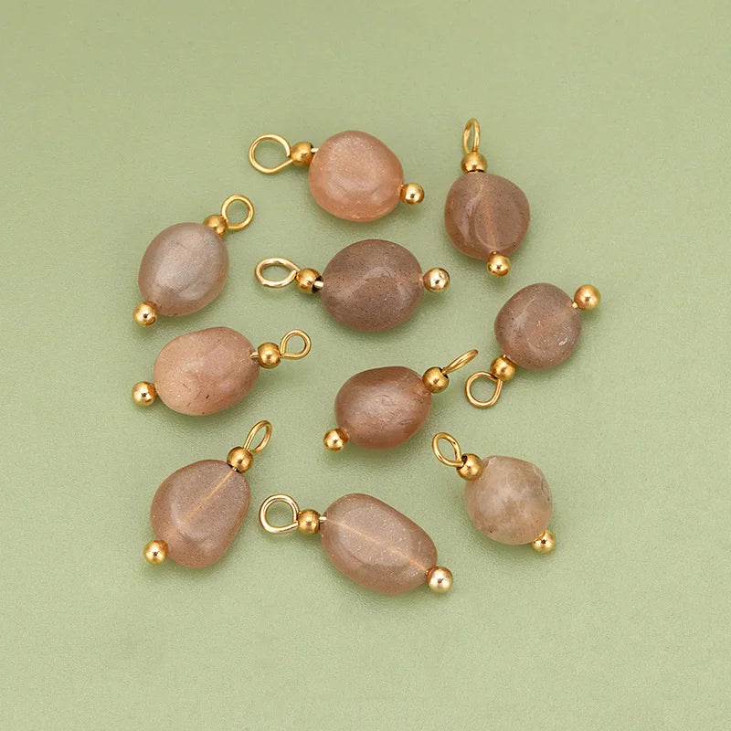 10pcs High Quality Handmade Golden Plated Natural Stones Charms Pendants Diy Jewelry Accessories