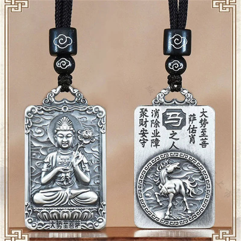 Eight Patronus Buddha Tathagata Avalokitesvara Amitabha Necklace Male Jewelry Zodiac Pendant Necklace For Women Men Amulet