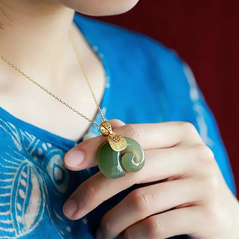 Boutique Natural Stone Hetian Jade Elephant Pendant Necklace Choker Jewelry for Women Birthday Anniversary
