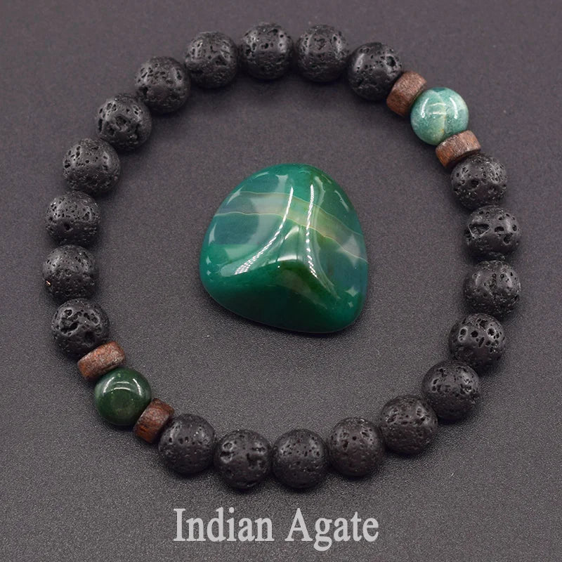 Natural Stone Red Stripe Agate Beads Bracelet Women Men Genuine Red Carnelian Round Bangle Natural Volcanic Stone Bracelet Gift
