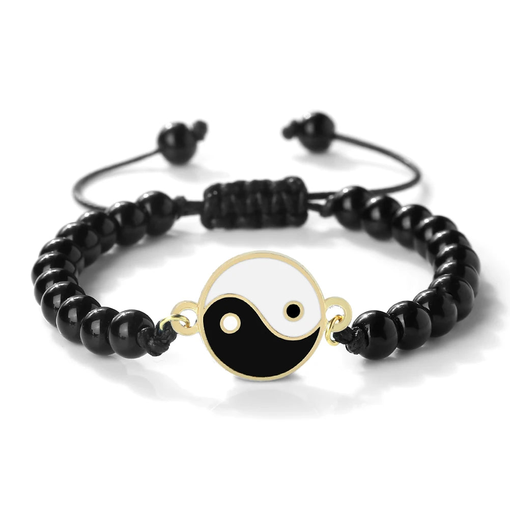 New 6mm Tiger Eye TaiChi Braided Bracelet Women Men YinYang Healing Couple Bangles Chain Adjustable Pulsera Jewelry Gift