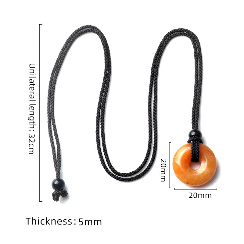 20mm Circle Donut Healing Crystals Necklace Natural Chakra Gemstone Stone Amulet Lucky Coin Donuts Charm Protection Quartz Agate