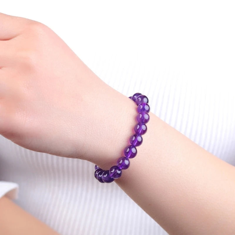 100% Natural Amethysts Body-purify Slimming Bracelet Women Men Dark Purple Crystal Beaded Couple Brazalete Gifts for Lover Yoga