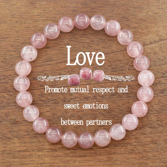 5A Quality Real Natural Brazil Strawberry Crystal Quartz Bracelet Women Promote Sweet Emotions between Partners Gift for Lover