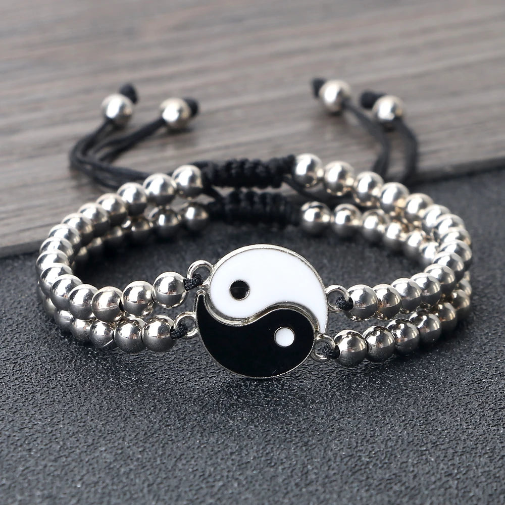 Charm YinYang Balance Copper Beads Bracelet Women Men Lucky Totem Pendant Couple Bracelet&Bangle Chain Pulsera Jewelry Gift  New