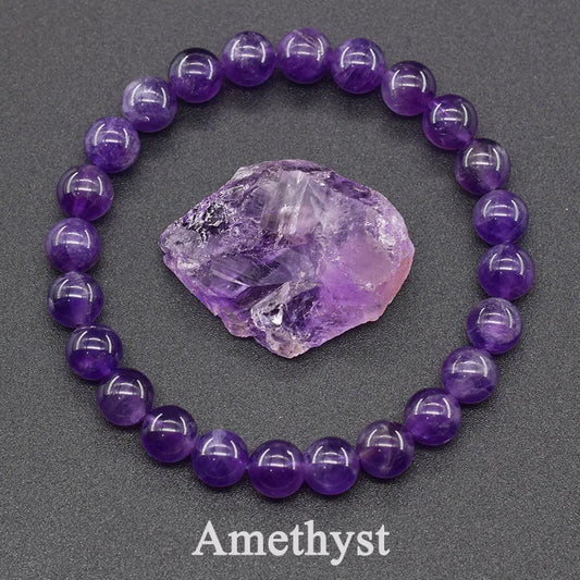 Amethyst Bracelet Made of Real Natural Crystal Beads Body-Purifying Geniune Amethyst Natural Stone Bracelets for Women Pulsera