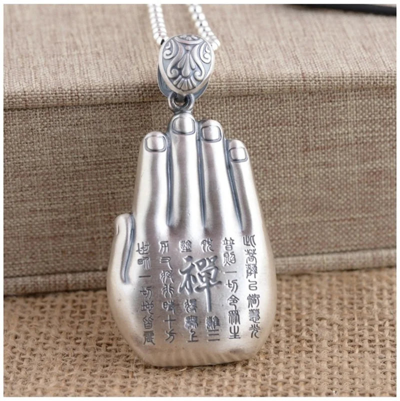Retro Eight Patronus Buddha Pendant Necklace For Men Jewelry Ethnic Trendy Silver 925 Chain Necklace Male Party Accessories Gift