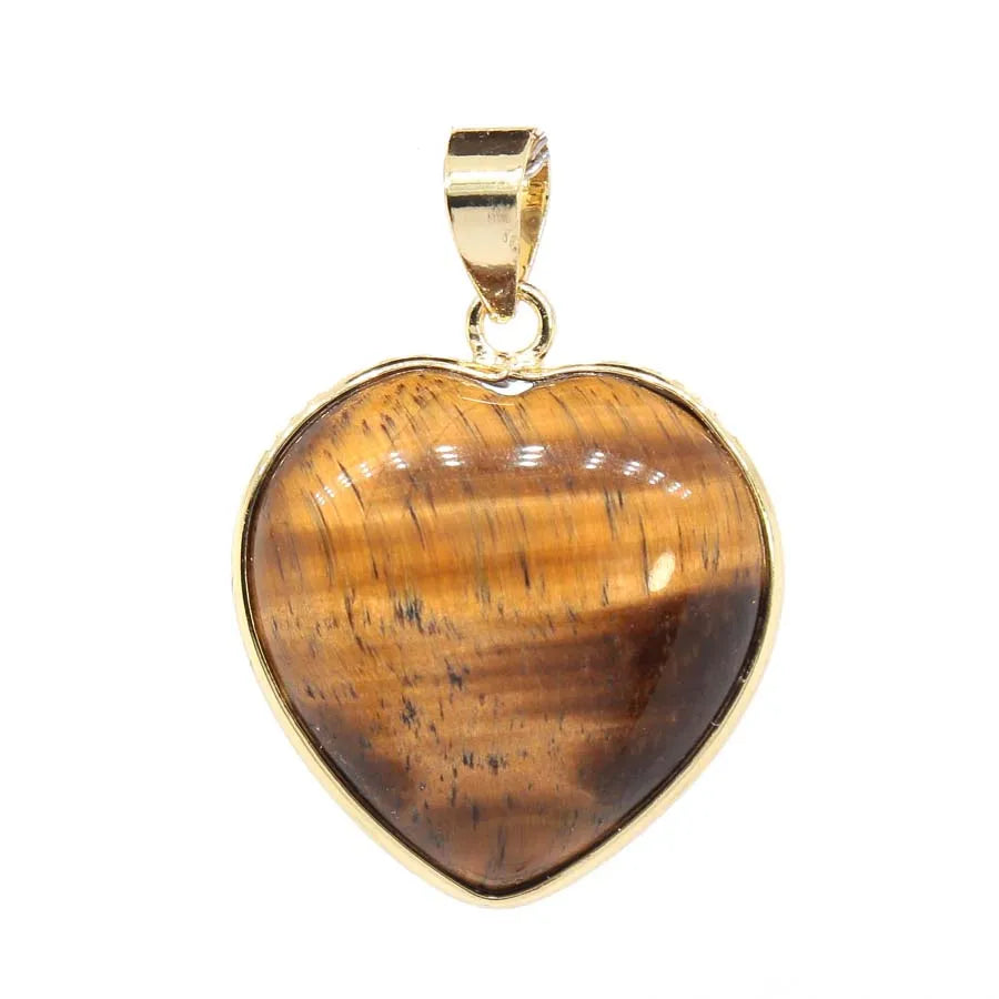 Charms Natural Healing Crystal Heart Stone Pendants For Women Necklace DIY Amethyst Rose Quartz Gemstone Choice Men Jewelry