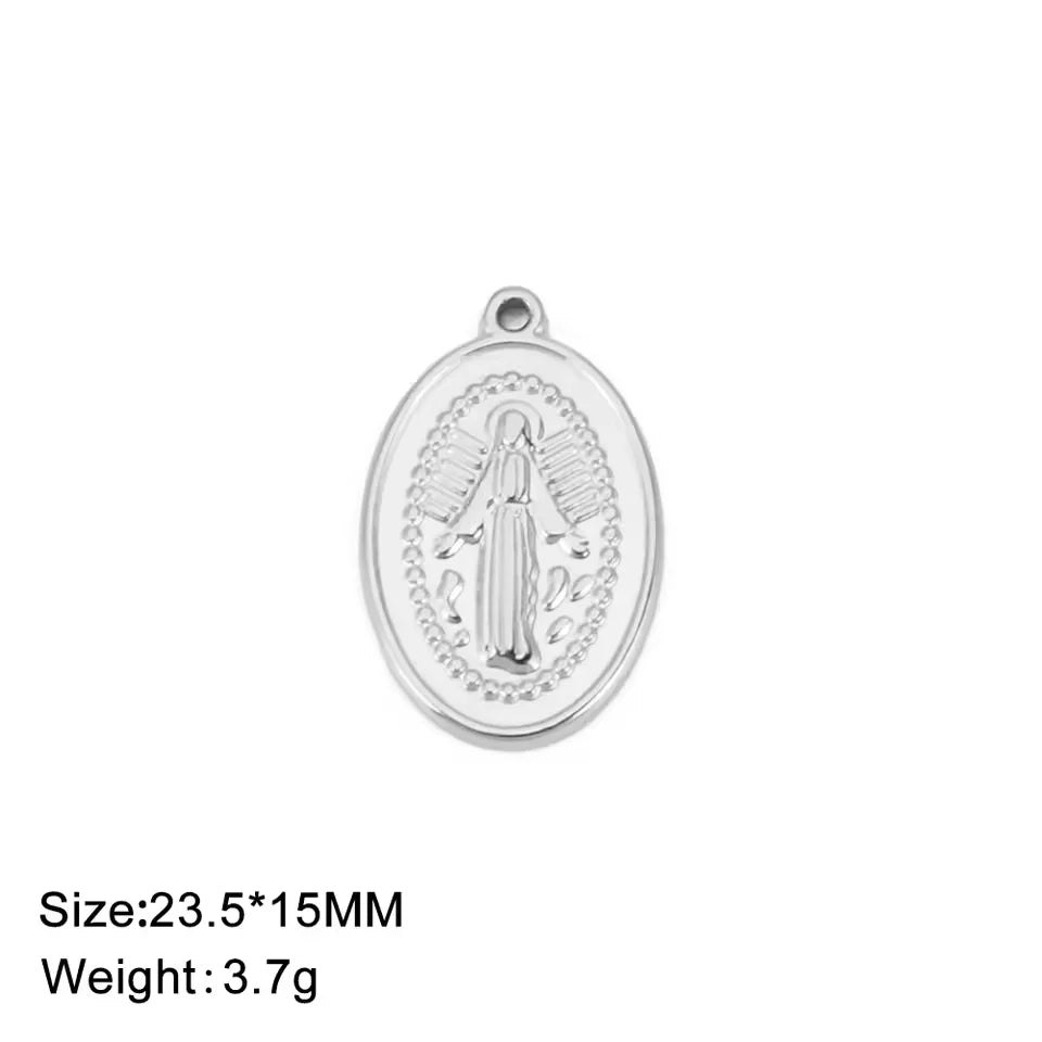 1pc Witch Knot Virgin Mary Stainless Steel Pendant Double Protection Amulet Necklace Bracelet Jewelry Making Accessories