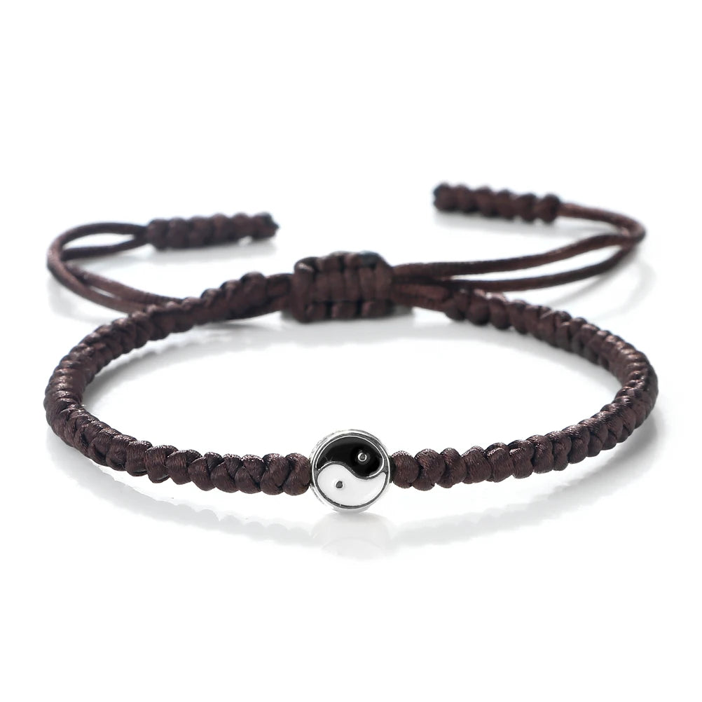 Mini Taichi Pendant Braided Bracelet Women Men Yinyang Balance Couple Bracelet&Bangles Chain Jewelry Vintage Pulsera Jewelry