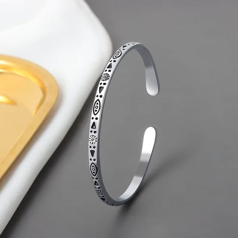 Vintage Ethnic Tibetan Silver Charm Bracelet Bangle Boho Handmade Antique Distressed Jewelry Unisex For Women Men Birthday Gift