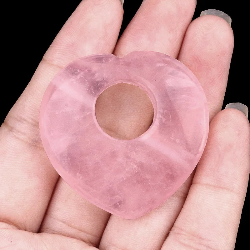 1pc 40mm Natural Stone Heart Pendant Amethyst Tiger Eye Pink Crystal Natural Stone for Women Jewelry Gift