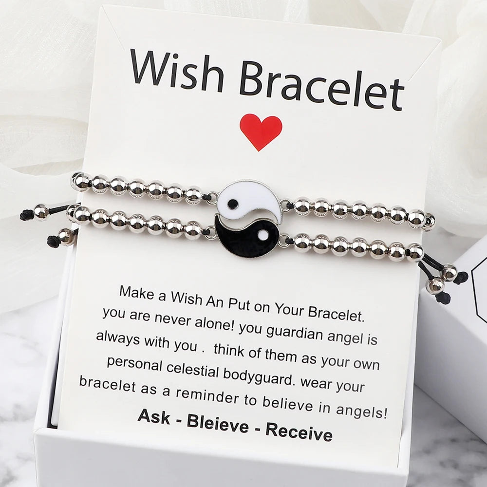 Charm YinYang Balance Copper Beads Bracelet Women Men Lucky Totem Pendant Couple Bracelet&Bangle Chain Pulsera Jewelry Gift  New