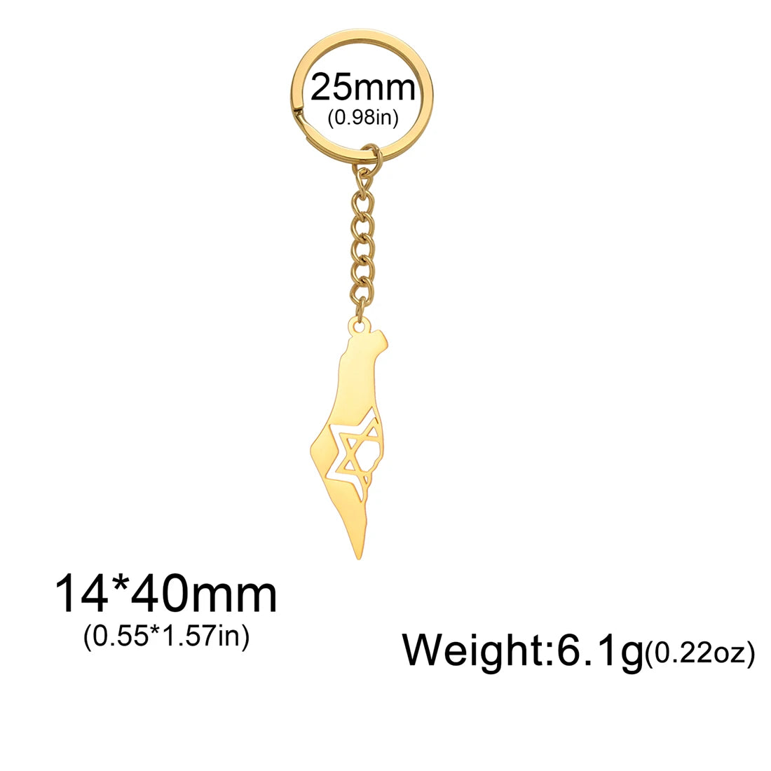 Fashion Israel Map Keychain Stainless Steel Hollow Hexagram Star of David Keychain Religious Jewelry Gift Wholesale
