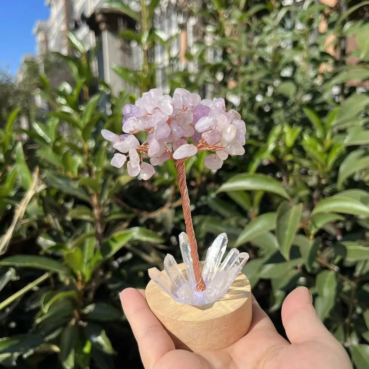 1pcs Crystal Money Tree Reiki Chakra Feng Shui Trees Decor Sparkling Crystal Tree Of Wealth With LED Base Crystal Birthday Gift