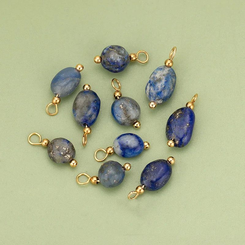 10pcs High Quality Handmade Golden Plated Natural Stones Charms Pendants Diy Jewelry Accessories