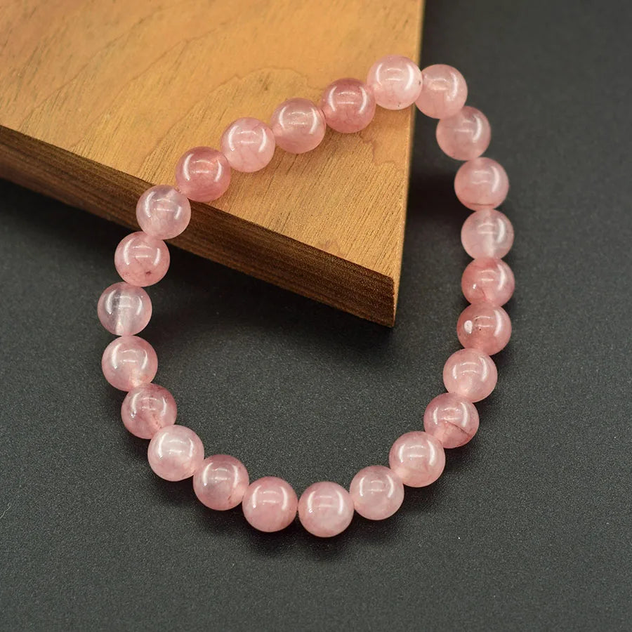 5A Quality Real Natural Brazil Strawberry Crystal Quartz Bracelet Women Promote Sweet Emotions between Partners Gift for Lover