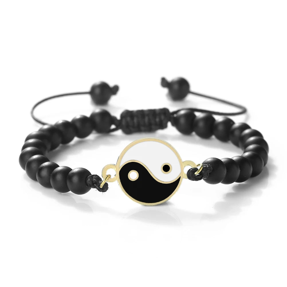 New 6mm Tiger Eye TaiChi Braided Bracelet Women Men YinYang Healing Couple Bangles Chain Adjustable Pulsera Jewelry Gift