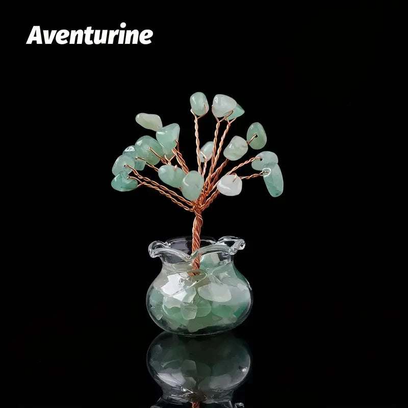 Natural Gemstone Mini Crystal Tree Bonsai Natural Stone Tabletop Decor,Home Office Luck Tree Home Ornaments