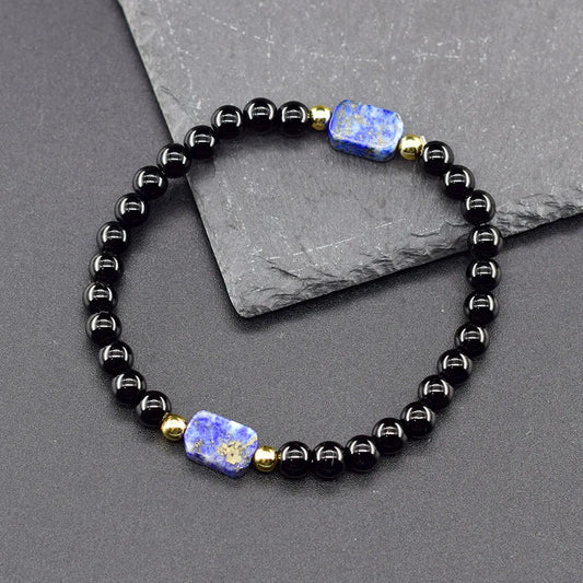 Natural Map Stone Beads Bracelet Men Women Regulate the Aura and Bring Good Luck Elastic Strand Jewelry for Kids Gift Wholesale
