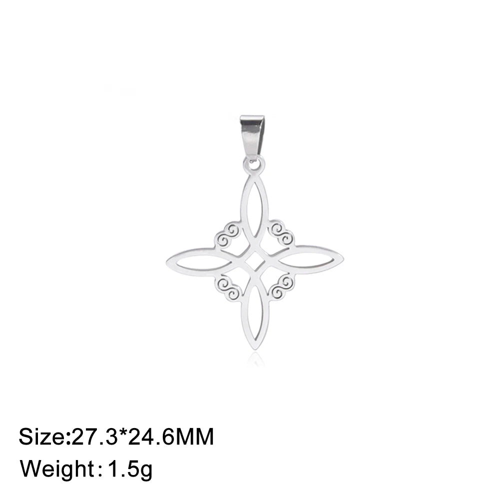 1pc Witch Knot Virgin Mary Stainless Steel Pendant Double Protection Amulet Necklace Bracelet Jewelry Making Accessories