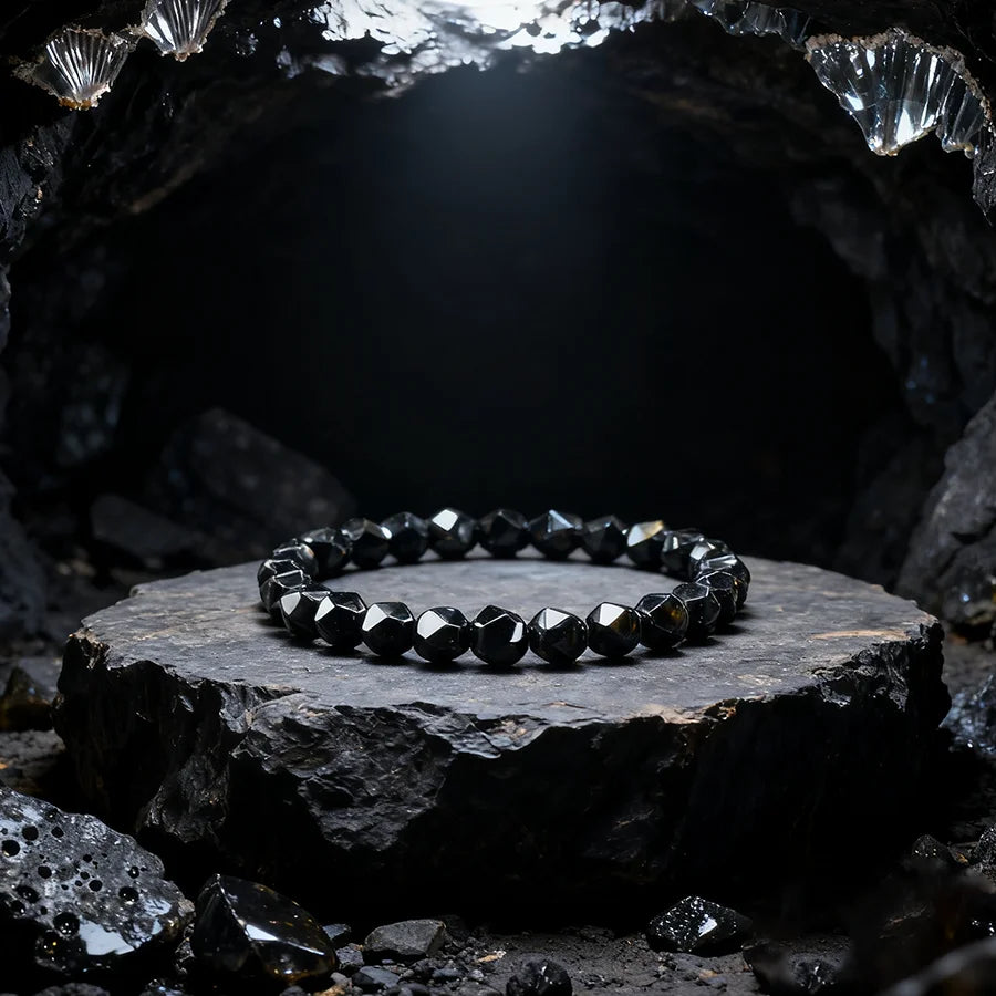 Irregular Black Obsidian Onyx Bracelet for Men Natural Shiny Black Obsidian Handmade Bangle Yoga Meditation Jewelry Wholesale