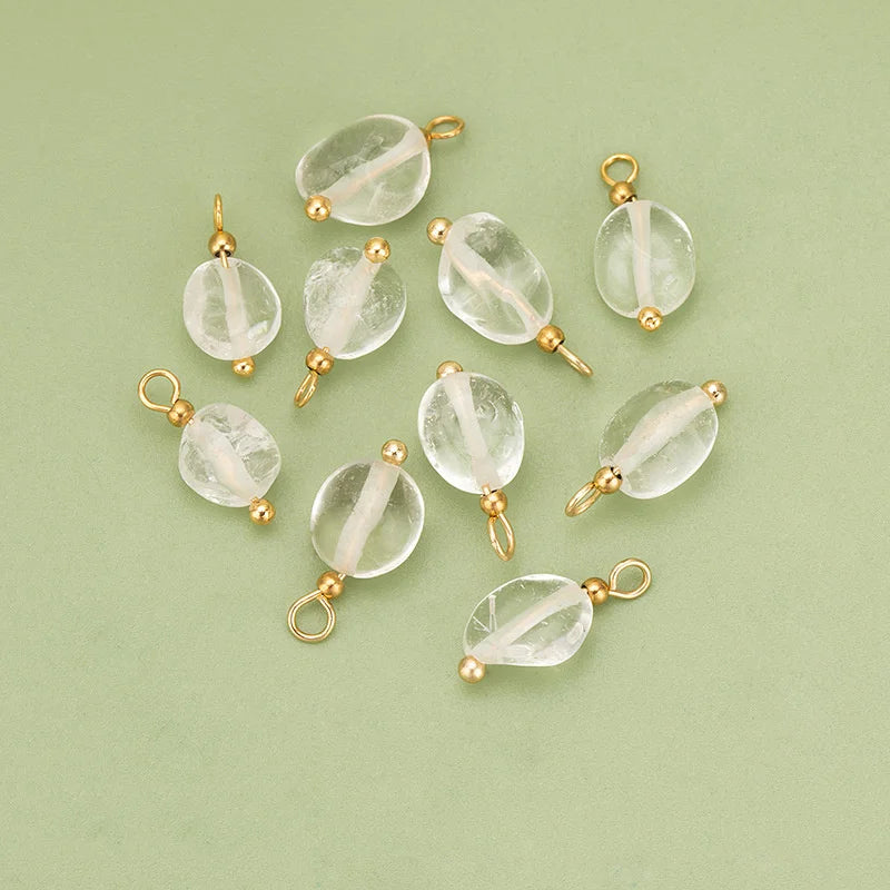 10pcs High Quality Handmade Golden Plated Natural Stones Charms Pendants Diy Jewelry Accessories