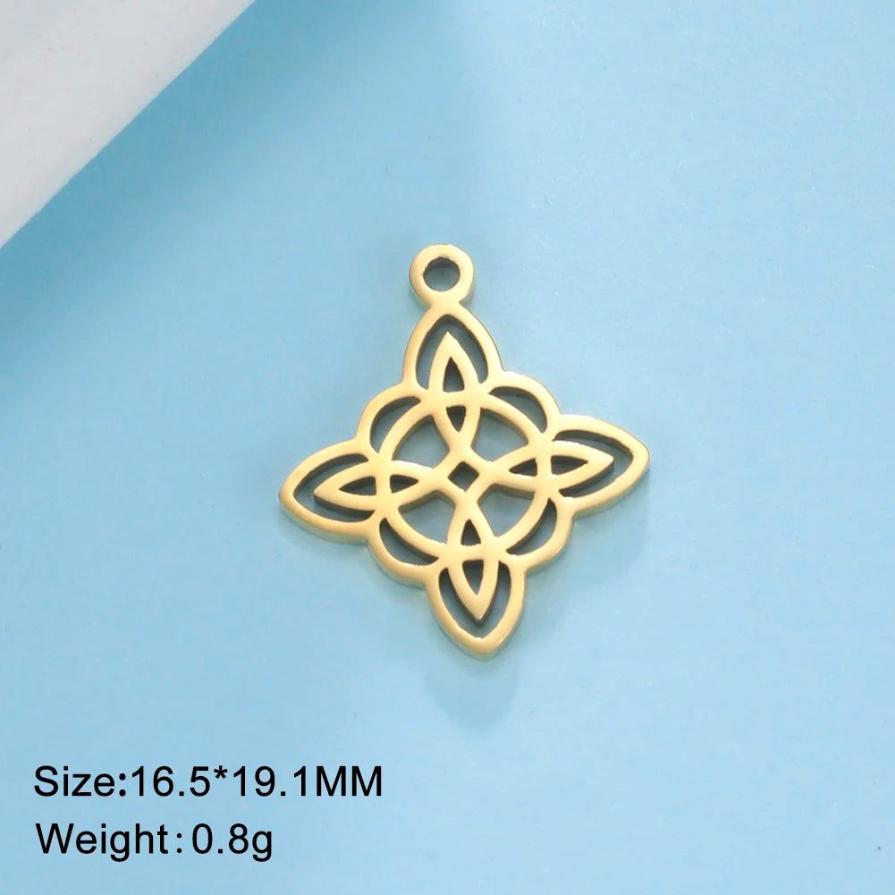 1pc Witch Knot Virgin Mary Stainless Steel Pendant Double Protection Amulet Necklace Bracelet Jewelry Making Accessories