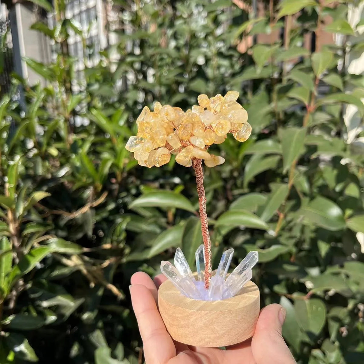 1pcs Crystal Money Tree Reiki Chakra Feng Shui Trees Decor Sparkling Crystal Tree Of Wealth With LED Base Crystal Birthday Gift