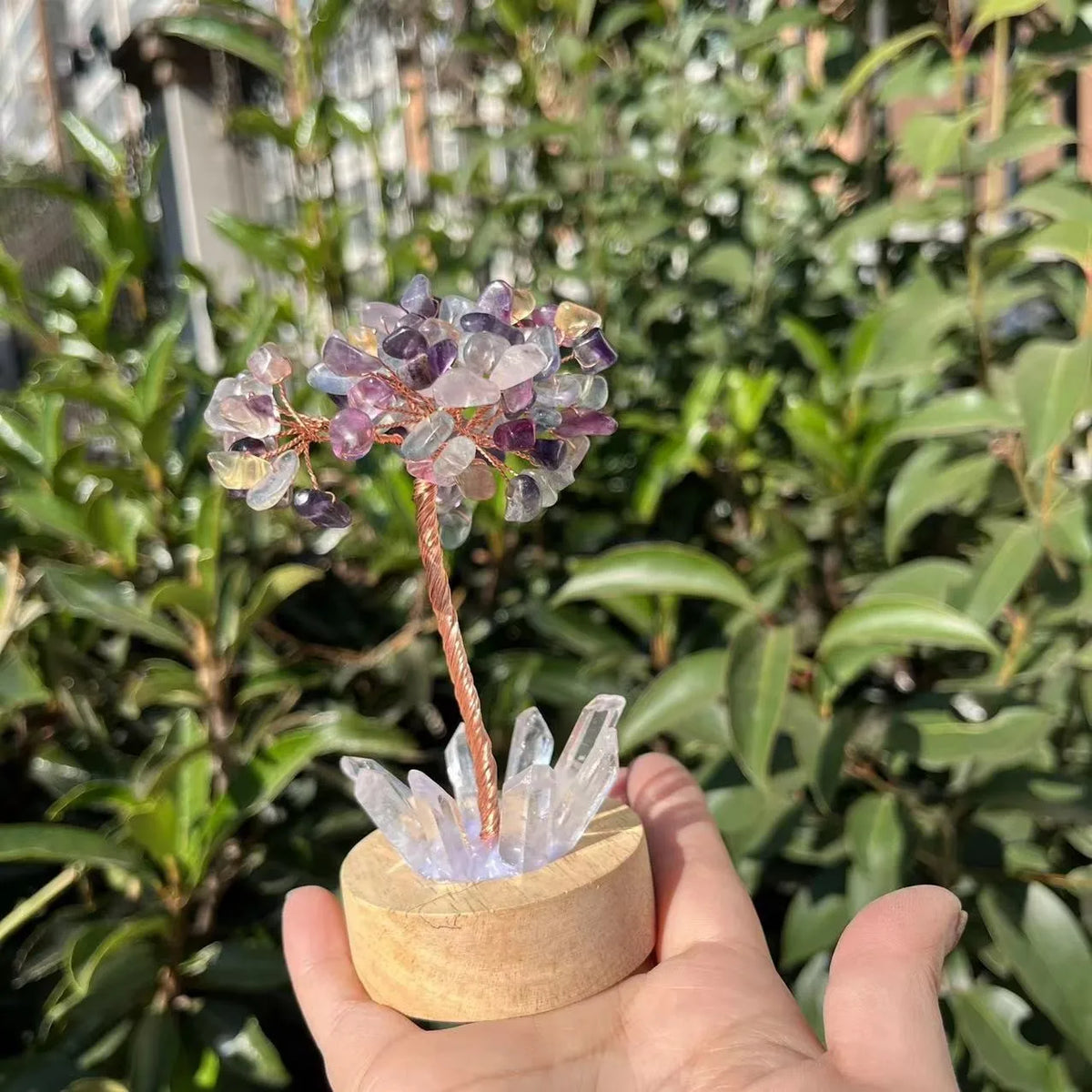1pcs Crystal Money Tree Reiki Chakra Feng Shui Trees Decor Sparkling Crystal Tree Of Wealth With LED Base Crystal Birthday Gift