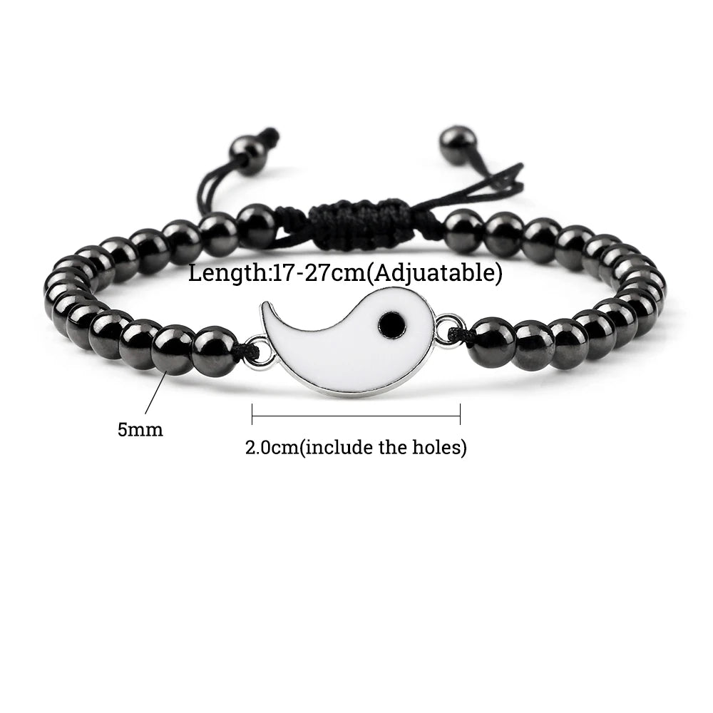 Charm YinYang Balance Copper Beads Bracelet Women Men Lucky Totem Pendant Couple Bracelet&Bangle Chain Pulsera Jewelry Gift  New