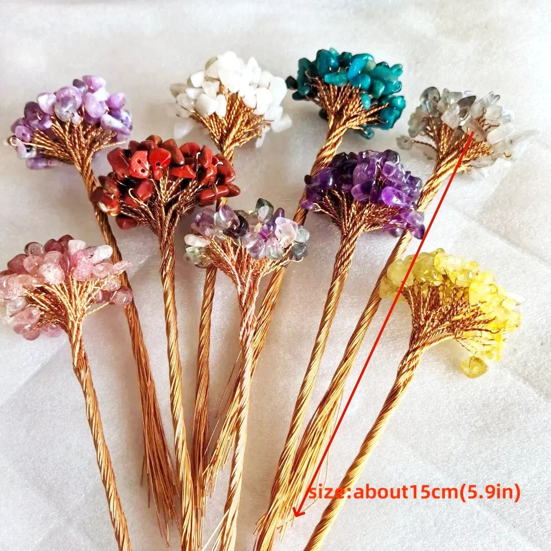 Natural Crystal Money Lucky Tree Amethyst Rose quartz Reiki Healing Fengshui Tree For Wealth And DIY Luck Home Decoration
