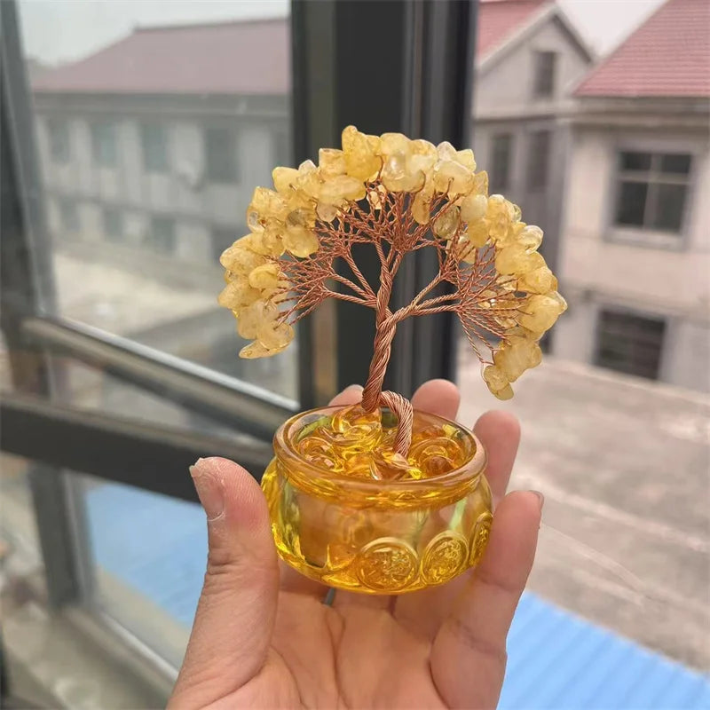 Lucky Citrine Tree of Life Crystal Feng Shui Money Tree Decor, Spiritual Gift for Women Mom, Perfect Birthday Present, Home Offi