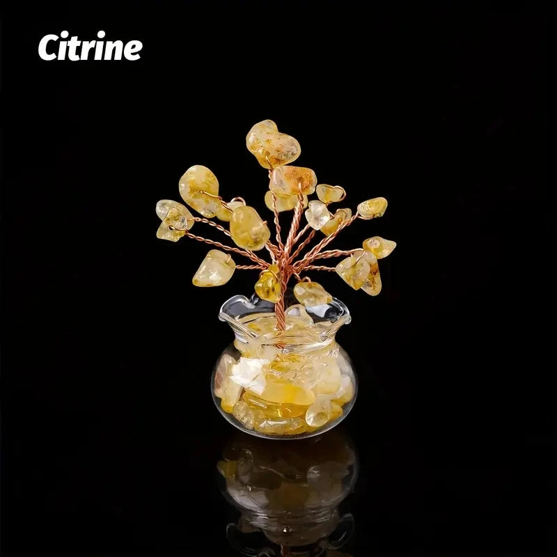 Natural Gemstone Mini Crystal Tree Bonsai Natural Stone Tabletop Decor,Home Office Luck Tree Home Ornaments