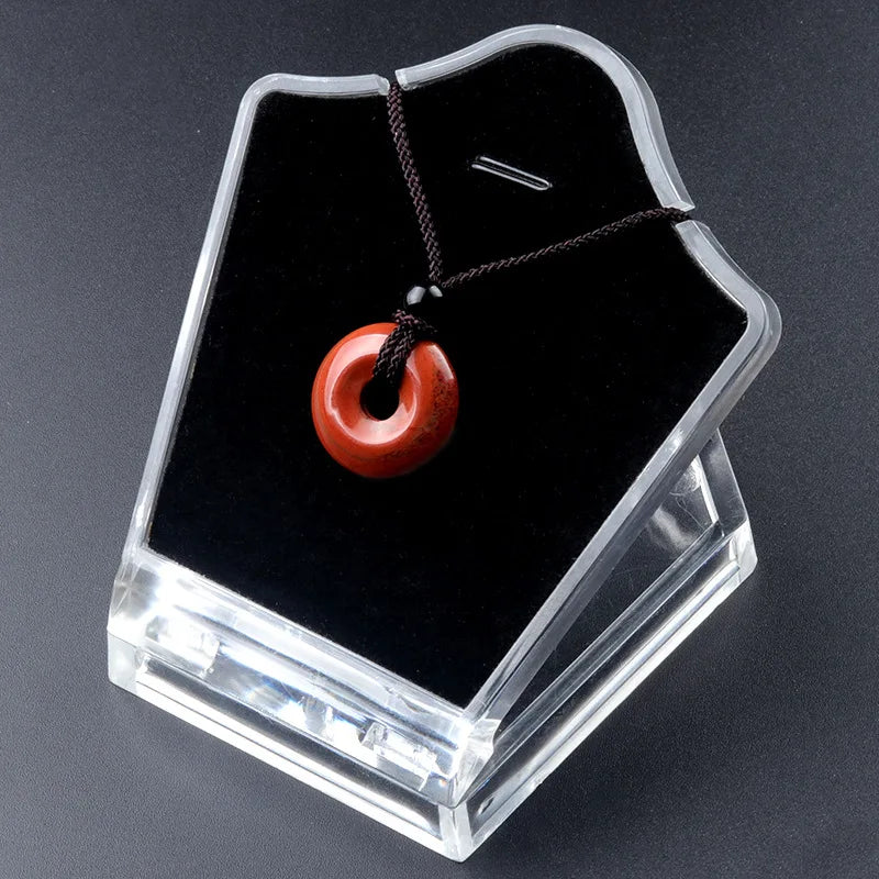 20mm Circle Donut Healing Crystals Necklace Natural Chakra Gemstone Stone Amulet Lucky Coin Donuts Charm Protection Quartz Agate