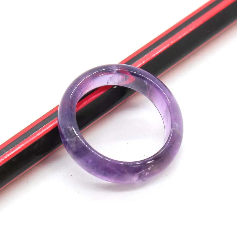 Naturtal Healing Crystal Stone Band Rings For Women Amethyst Rose Quartz Lapis Lazuli Labradorite Dainty Finger Ring Jewellery