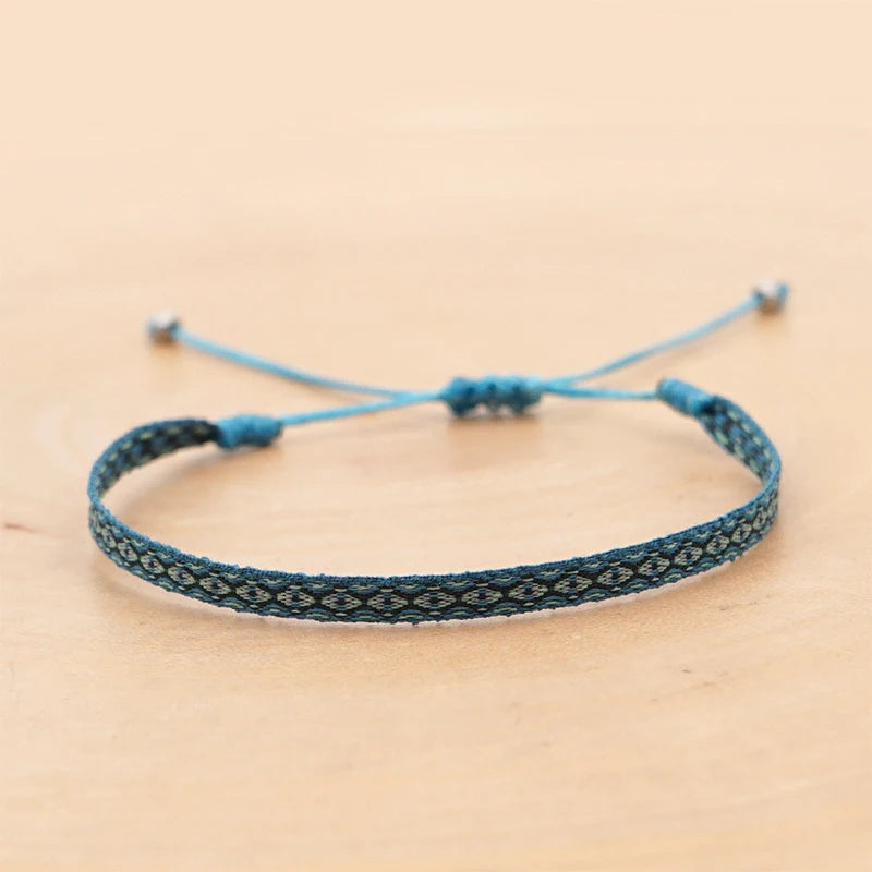 Lucky Woven Rope Handmade Bracelets For Women Men Simple 925 Tibetan Silver Bangle Adjustable 3PC Charm Bohemian Styles Gift