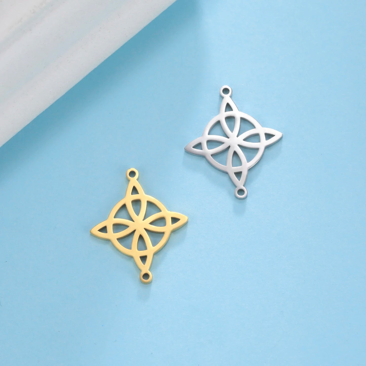 1pc Witch Knot Virgin Mary Stainless Steel Pendant Double Protection Amulet Necklace Bracelet Jewelry Making Accessories
