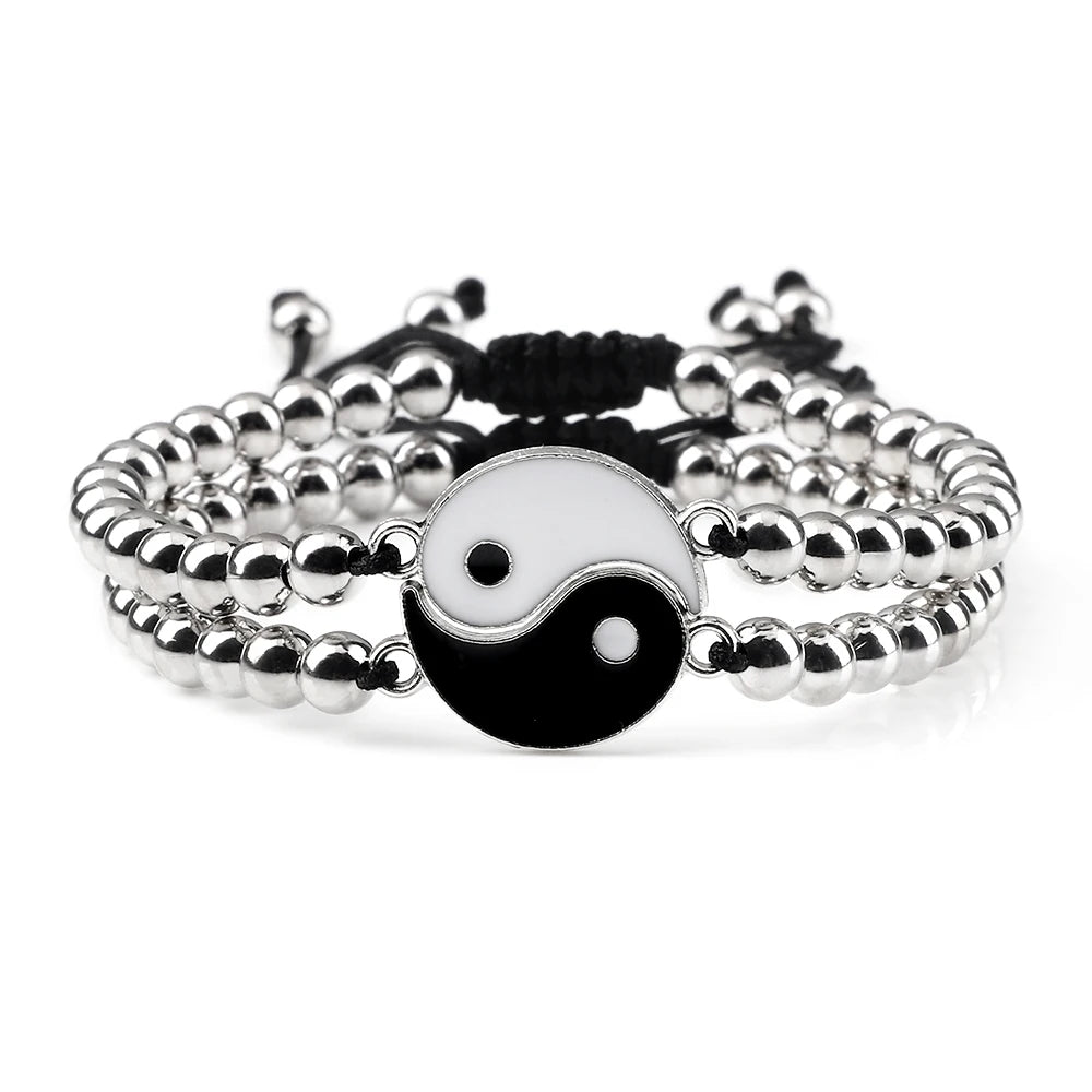 Charm YinYang Balance Copper Beads Bracelet Women Men Lucky Totem Pendant Couple Bracelet&Bangle Chain Pulsera Jewelry Gift  New